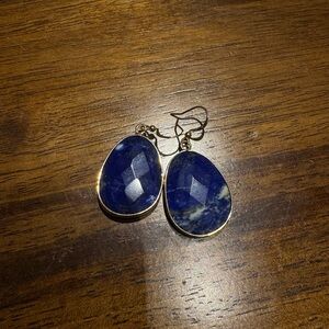 Elegant Blue and Gold Drop Earrings